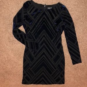 Vince Camuto Navy Velvet Geographic Dress